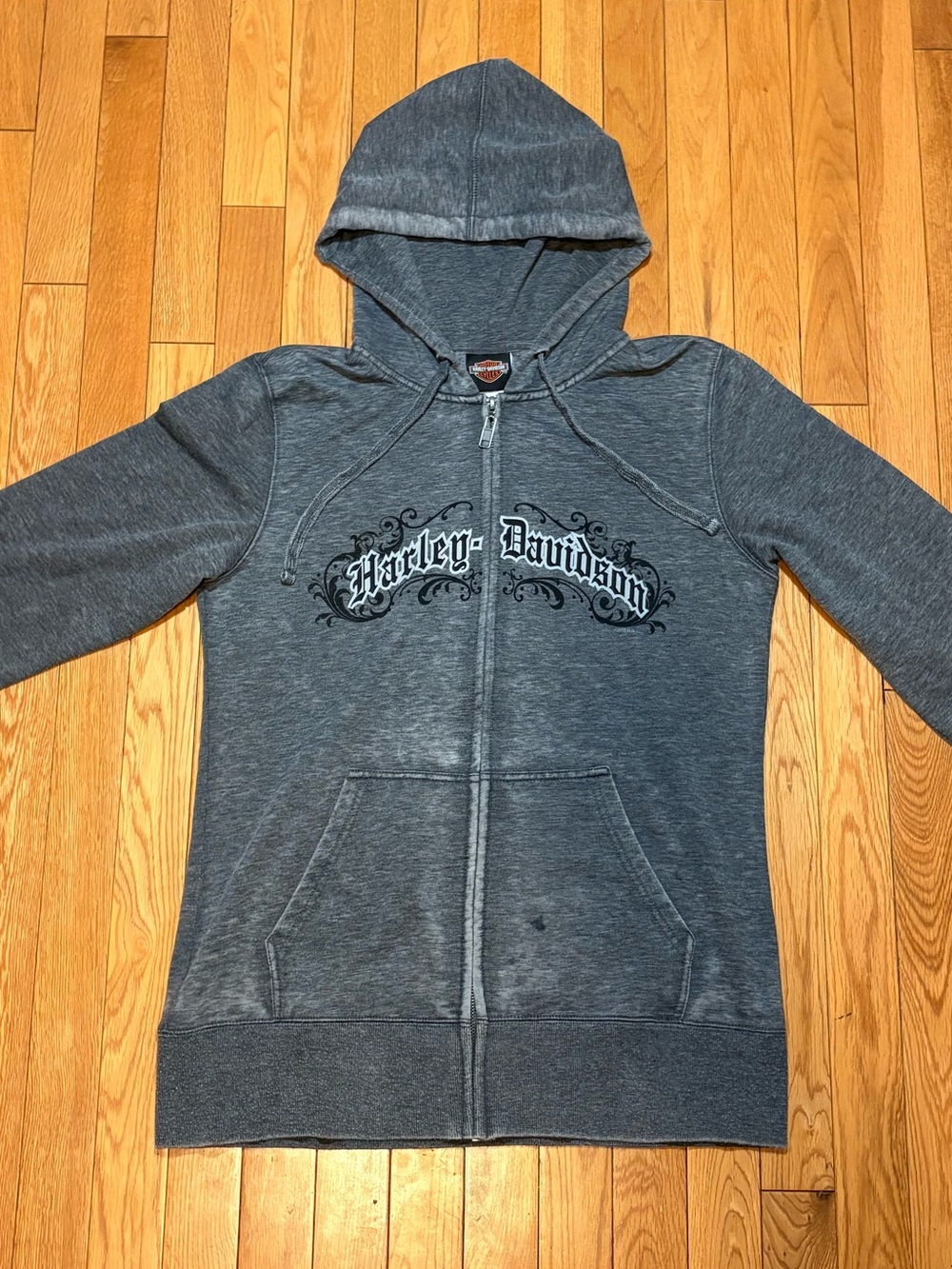Harley-Davidson Heather Gray Zip Hoodie with Script Logo